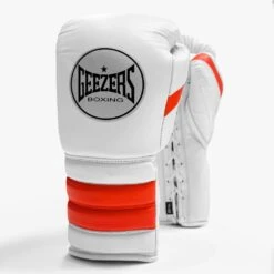 Geezers FS1 Training Boxing Gloves - Lace -Geezers Boxing Shop g136 white orange 3