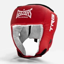 Geezers Leather TRG Boxing Headguard -Geezers Boxing Shop g804 red a