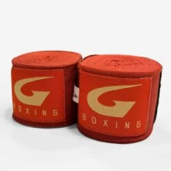 G-Boxing Cuban Semi-Elastic Handwraps -Geezers Boxing Shop gb1102 red new a