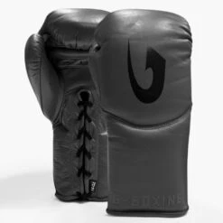 G-Boxing Curve Training/Sparring Boxing Gloves - Lace -Geezers Boxing Shop gb160 dark grey black a
