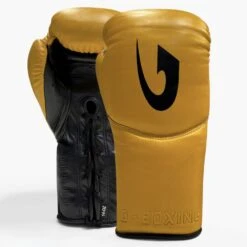 G-Boxing Curve Training/Sparring Boxing Gloves - Lace -Geezers Boxing Shop gb160 yellow black a