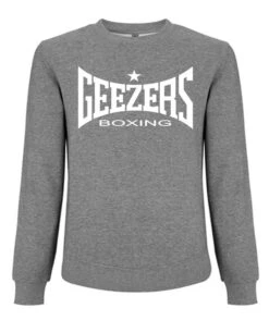 Geezers Sweatshirt Large Logo -Geezers Boxing Shop grey white sweatshirt