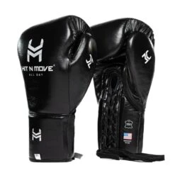 HIT N MOVE All Day Pro Balance Boxing Gloves - Lace -Geezers Boxing Shop hm104 black