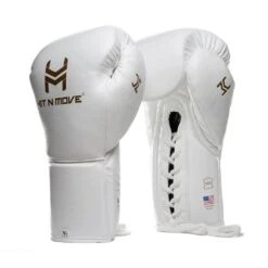 HIT N MOVE All Day Pro Balance Boxing Gloves - Lace -Geezers Boxing Shop hm104 white