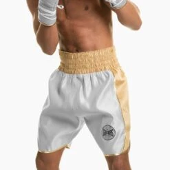 Suzi Wong X Geezers Satin 2 Colour Boxing Shorts -Geezers Boxing Shop sw1700 grey gold 1 4