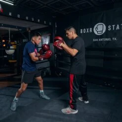 TITLE Boxing Blood Red Leather Punch Mitts -Geezers Boxing Shop tb722 f